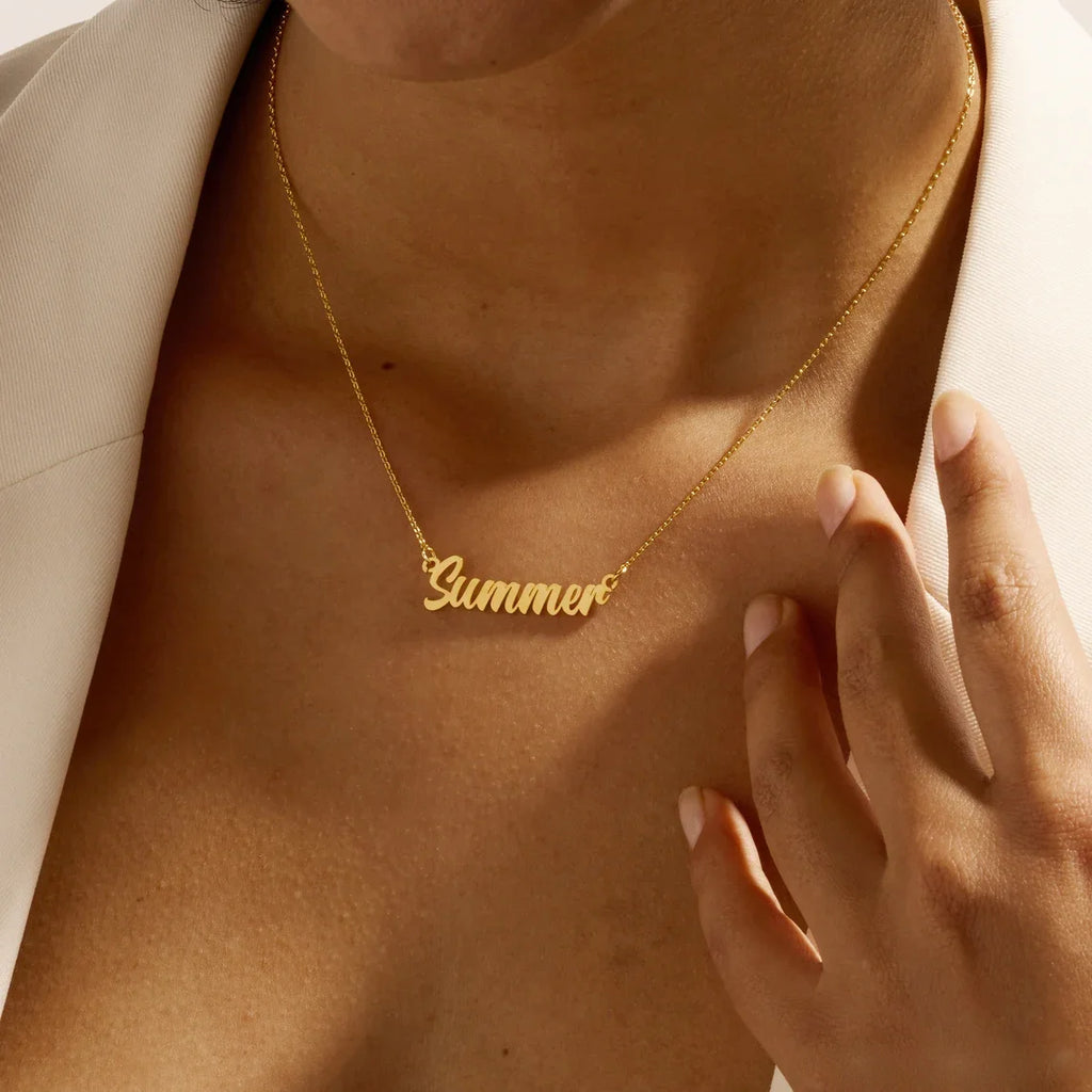Collier Prénom Personnalisé pour Femme & Homme, Pendentif Lettre Cursive Sur Mesure, Chaîne Ras de Cou en Acier Inoxydable, Cadeau Élégant, Collar Personalizado