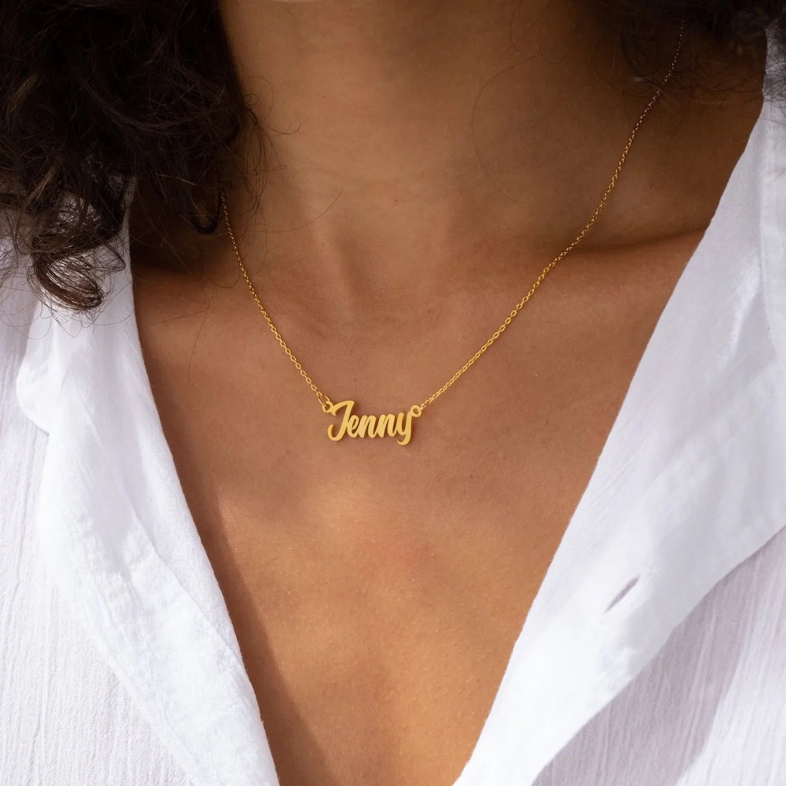 Collier Prénom Personnalisé pour Femme & Homme, Pendentif Lettre Cursive Sur Mesure, Chaîne Ras de Cou en Acier Inoxydable, Cadeau Élégant, Collar Personalizado