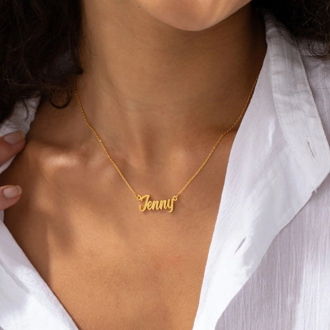 Collier Prénom Personnalisé pour Femme & Homme, Pendentif Lettre Cursive Sur Mesure, Chaîne Ras de Cou en Acier Inoxydable, Cadeau Élégant, Collar Personalizado