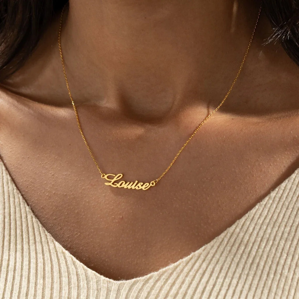 Collier Prénom Personnalisé pour Femme & Homme, Pendentif Lettre Cursive Sur Mesure, Chaîne Ras de Cou en Acier Inoxydable, Cadeau Élégant, Collar Personalizado