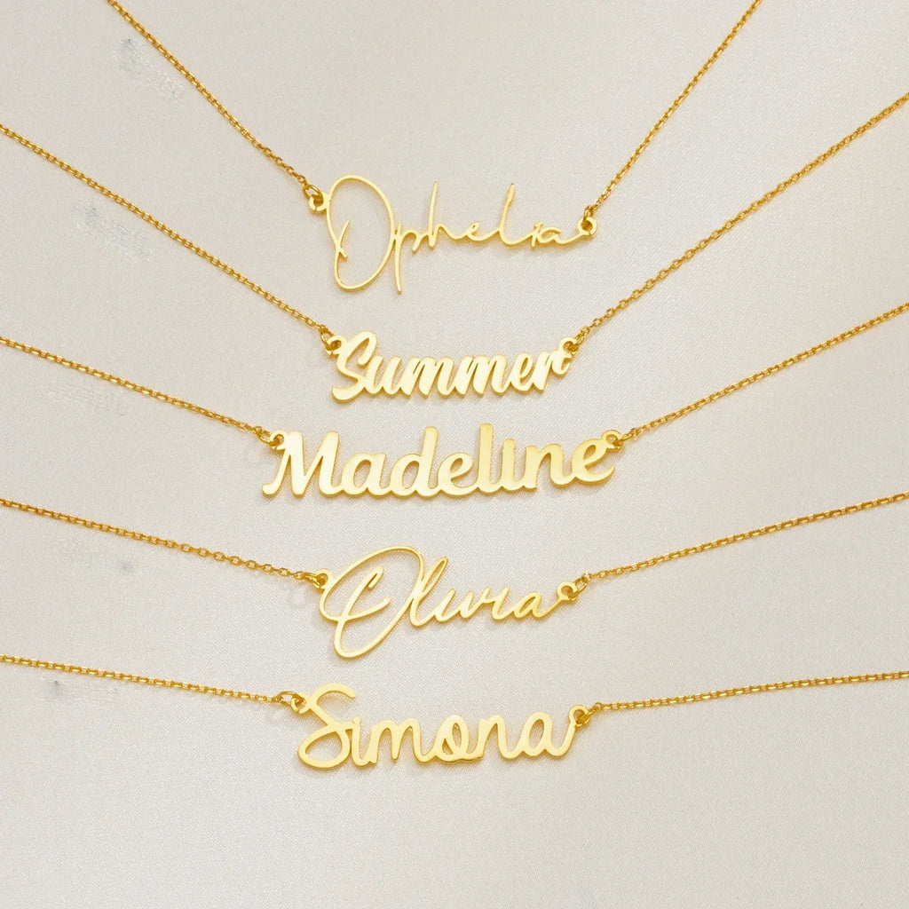 Collier Prénom Personnalisé pour Femme & Homme, Pendentif Lettre Cursive Sur Mesure, Chaîne Ras de Cou en Acier Inoxydable, Cadeau Élégant, Collar Personalizado