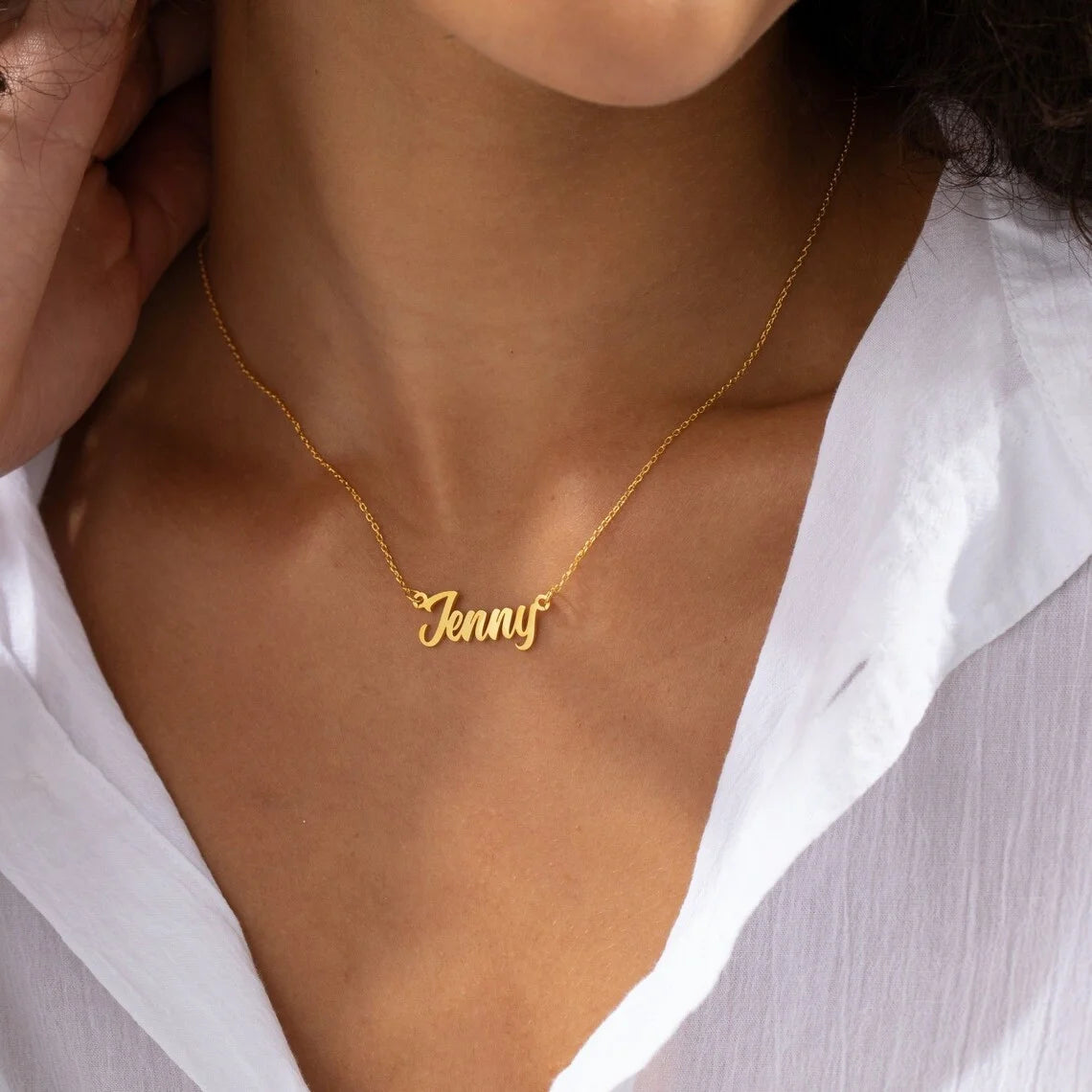 Collier Prénom Personnalisé pour Femme & Homme, Pendentif Lettre Cursive Sur Mesure, Chaîne Ras de Cou en Acier Inoxydable, Cadeau Élégant, Collar Personalizado
